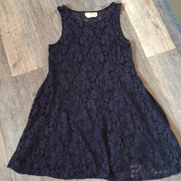 Free People Dresses & Skirts - Free People Miles of Lace Navy Blue Dress